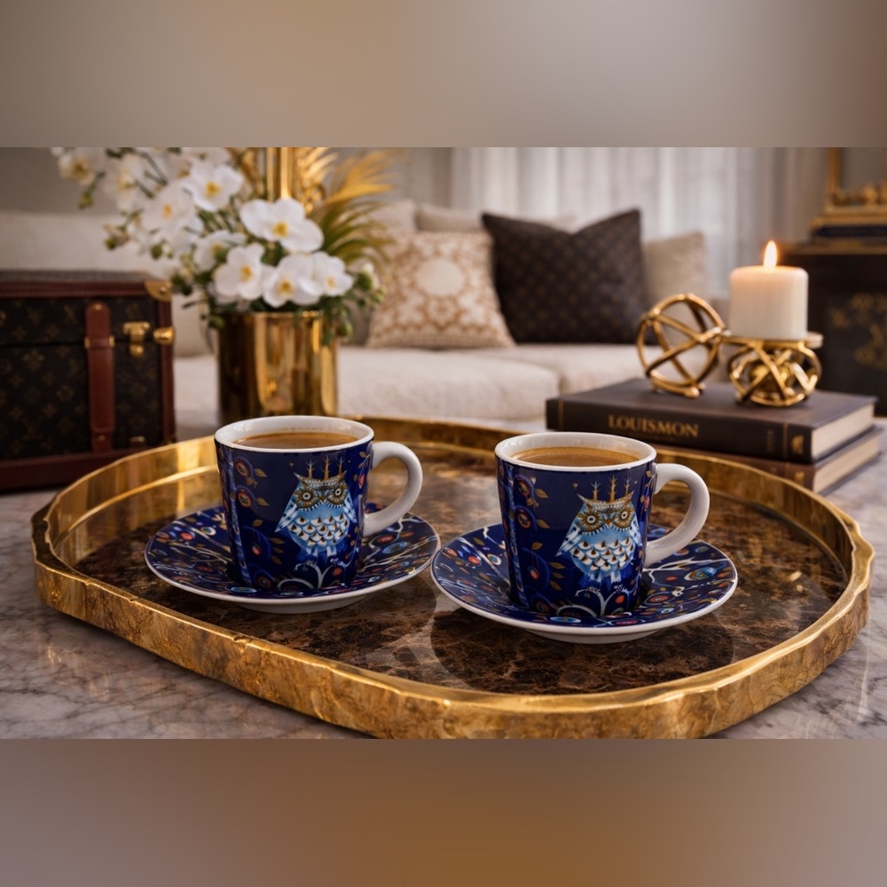 ✨ Iittala Taika Espresso Cup & Saucer Set (Set of 2) – 3.4 oz | Blue Owl ✨